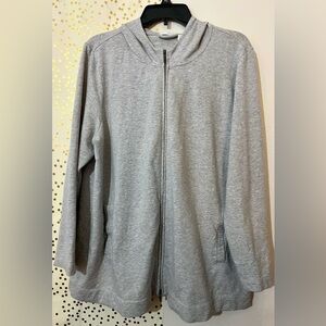 J. Jill Heather Gray Hooded Zipper Cardigan size XL Petite